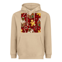 Mushroom christmas gingerbread cookie house seamless pattern Heavyweight Hoodie - BundleAndBundleShop