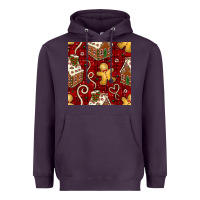 Plum christmas gingerbread cookie house seamless pattern Heavyweight Hoodie - BundleAndBundleShop