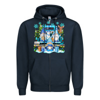 Navy snowman gnome truck Zipper Hoodie - texasbilliewilder