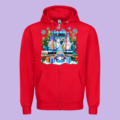 Snowman Gnome Truck Zipper Hoodie Designed By Texasbilliewilder