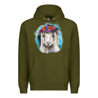 Army Green Sunflower Sheep With Background Premium Hoodie - RanaPortraitStore