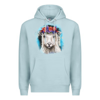 Blue Mist Sunflower Sheep With Background Premium Hoodie - RanaPortraitStore