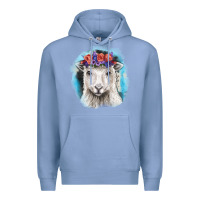 Colony Blue Sunflower Sheep With Background Premium Hoodie - RanaPortraitStore