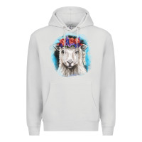 Dove Grey Sunflower Sheep With Background Premium Hoodie - RanaPortraitStore