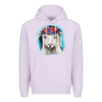 Lilac Sunflower Sheep With Background Premium Hoodie - RanaPortraitStore
