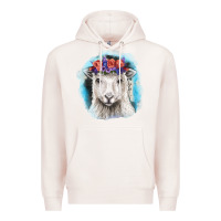 Pale Pink Sunflower Sheep With Background Premium Hoodie - RanaPortraitStore