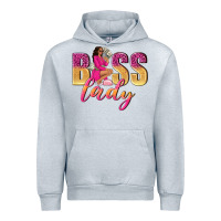 Heather Grey boss lady afro woman Urban Hoodie - NancyCooperArtShop