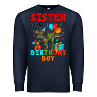 Navy sister of the birthday boy t rex Premium Sweatshirt - Artiststas