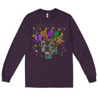 Plum mardi gras french bulldog Long Sleeve Tee - RanaPortraitStore
