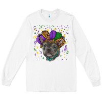 White mardi gras french bulldog Long Sleeve Tee - RanaPortraitStore