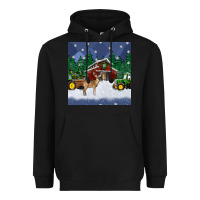 Black christmas town and farm tractor seamless pattern Heavyweight Hoodie - BundleAndBundleShop