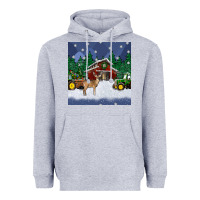 Heather Grey christmas town and farm tractor seamless pattern Heavyweight Hoodie - BundleAndBundleShop