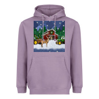 Lavender christmas town and farm tractor seamless pattern Heavyweight Hoodie - BundleAndBundleShop