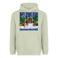 Matcha christmas town and farm tractor seamless pattern Heavyweight Hoodie - BundleAndBundleShop