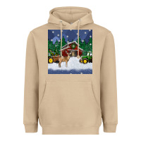 Mushroom christmas town and farm tractor seamless pattern Heavyweight Hoodie - BundleAndBundleShop