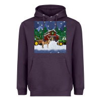 Plum christmas town and farm tractor seamless pattern Heavyweight Hoodie - BundleAndBundleShop