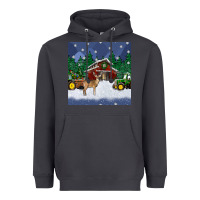 Smoke christmas town and farm tractor seamless pattern Heavyweight Hoodie - BundleAndBundleShop