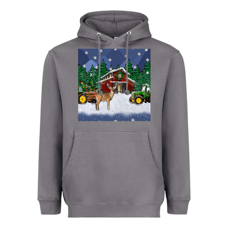 Christmas Town And Farm Tractor Seamless Pattern Heavyweight Hoodie by BundleAndBundleShop | Teevron