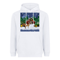 White christmas town and farm tractor seamless pattern Heavyweight Hoodie - BundleAndBundleShop