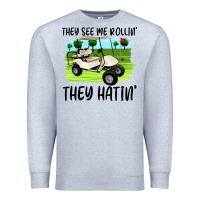 Heather Grey they see me rollin' they hattin' Premium Sweatshirt - Artiststas