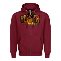 Burgundy Black is beautiful juneteenth Zipper Hoodie - Zillion Design Studio
