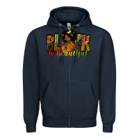 Navy Black is beautiful juneteenth Zipper Hoodie - Zillion Design Studio