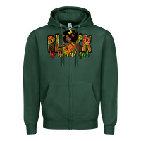 Sports Green Black is beautiful juneteenth Zipper Hoodie - Zillion Design Studio
