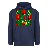 Navy christmas surprise gift box seamless pattern Heavyweight Hoodie - BundleAndBundleShop