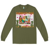 Army Green Cafecito y chisme coffee cups Long Sleeve Tee - Zillion Design Studio