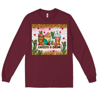Burgundy Cafecito y chisme coffee cups Long Sleeve Tee - Zillion Design Studio