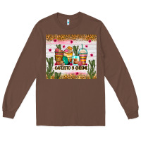 Chestnut Cafecito y chisme coffee cups Long Sleeve Tee - Zillion Design Studio