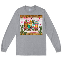 Heather Grey Cafecito y chisme coffee cups Long Sleeve Tee - Zillion Design Studio