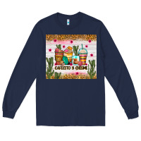 Navy Cafecito y chisme coffee cups Long Sleeve Tee - Zillion Design Studio