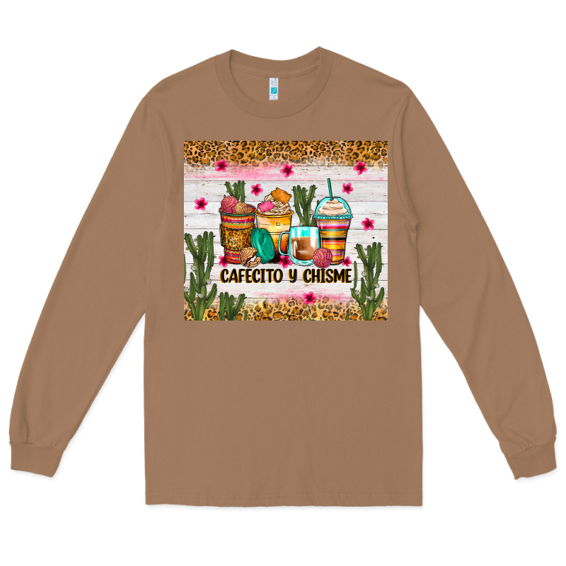 Cafecito Y Chisme Coffee Cups Long Sleeve Tee by Zillion Design Studio | Teevron