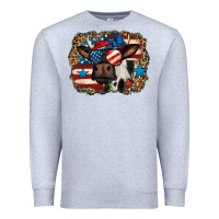 Heather Grey 4th of july cow Premium Sweatshirt - Jasminsmagicworld