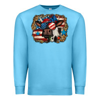 Ocean Blue 4th of july cow Premium Sweatshirt - Jasminsmagicworld