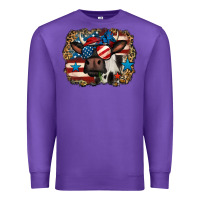 Purple 4th of july cow Premium Sweatshirt - Jasminsmagicworld