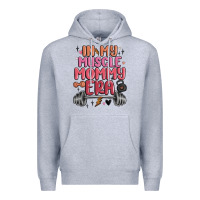 Heather Grey in my muscle mommy era Premium Hoodie - MaliasSmallBusiness