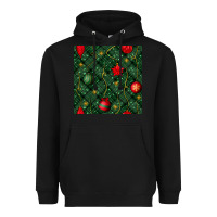 Black christmas ornaments seamless  pattern Heavyweight Hoodie - BundleAndBundleShop