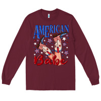 Burgundy American babe 4th july Long Sleeve Tee - texasbilliewilder