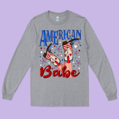Long Sleeve Tee American babe 4th july