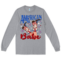 Heather Grey American babe 4th july Long Sleeve Tee - texasbilliewilder