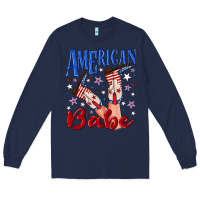 Navy American babe 4th july Long Sleeve Tee - texasbilliewilder