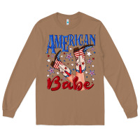Toasted Coconut American babe 4th july Long Sleeve Tee - texasbilliewilder