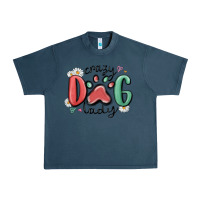 Midnight Navy crazy dog lady Urban Heavy Tee - MaliasSmallBusiness