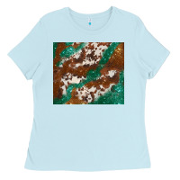 Baby Blue brown cowhide glitter Ladies Tee - BarkalooDesign