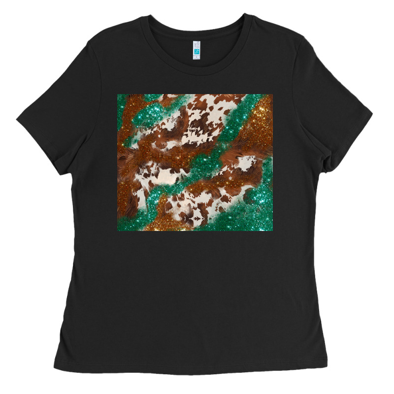 Brown Cowhide Glitter Ladies Tee by BarkalooDesign | Teevron