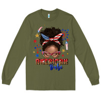 Army Green American babe afro messy bun Long Sleeve Tee - texasbilliewilder