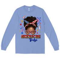 Colony Blue American babe afro messy bun Long Sleeve Tee - texasbilliewilder