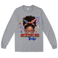 Heather Grey American babe afro messy bun Long Sleeve Tee - texasbilliewilder